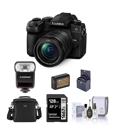 Panasonic Lumix G95 Mirrorless Camera with Lumix G Vario 12-60mm f/3.5-5.6 Mft Lens Bundle with Flashpoint Ttl Flash, Shoulder Bag, 64GB Sd Card, Extr