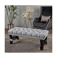 Tufted Ottoman Bench with Diamond Stitching and Elegant Half-Circle Legs for Classic Modern Interiors-The Pop Home