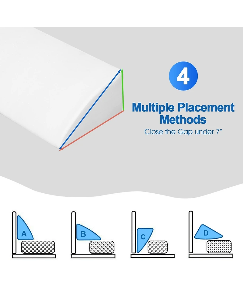 Full Size Bed Wedge Pillow Gap Filler with Side Pocket Bed-Full Size