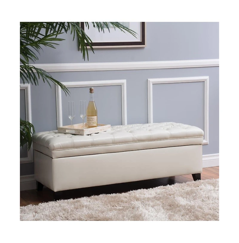 Pu Leather Storage Bench Classic Tufted Ottoman Multifunctional Bedroom and Living Room Bench-The Pop Home