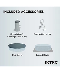 Intex 15ft x 42in Prism Frame Above Ground Swimming Pool Set with Debris Cover