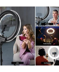 Neewer 55W 18"/45cm Ring Light Kit New Version, 5600K 0-100% Dimming Led Selfie Light with Light Stand and Phone Holder for Makeup Lash Tattoo Ba