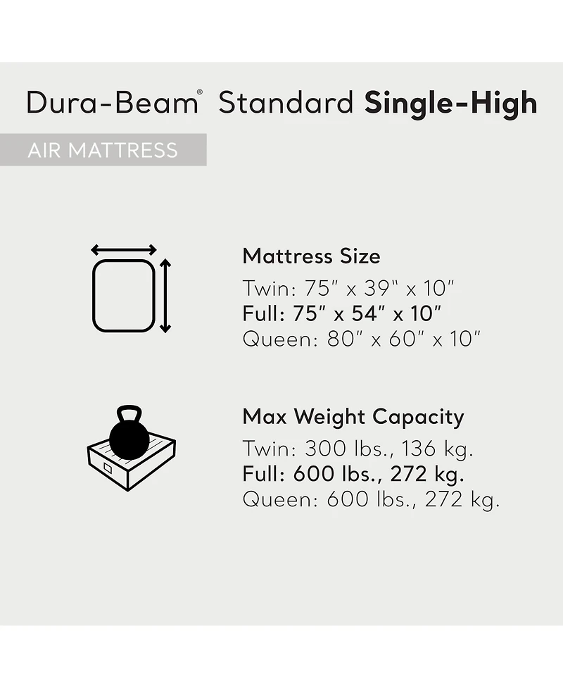 Intex 64102E Dura-Beam Standard Series Single Height Inflatable Airbed, Full