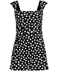 Lands' End Women's Smoothing Square Neck Ruched Swim Dress Swimsuit
