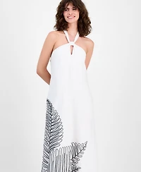 I.n.c. International Concepts Women's Palm Embellished Halter Maxi Dress, Macy's Exclusive
