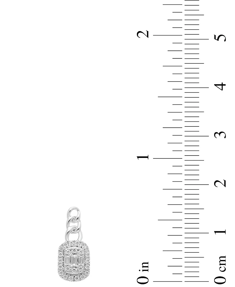 Diamond Round & Baguette Halo Cluster Drop Earrings (1/3 ct. t.w.) in 14k White Gold