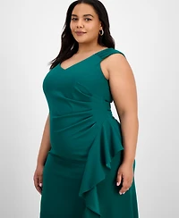 Alex Evenings Plus Ruched Ruffled Gown