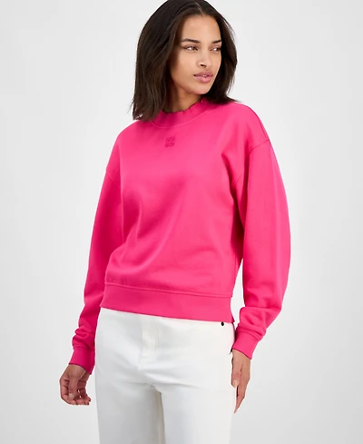 Hugo Women's Cotton Logo Mock Neck Sweatshirt