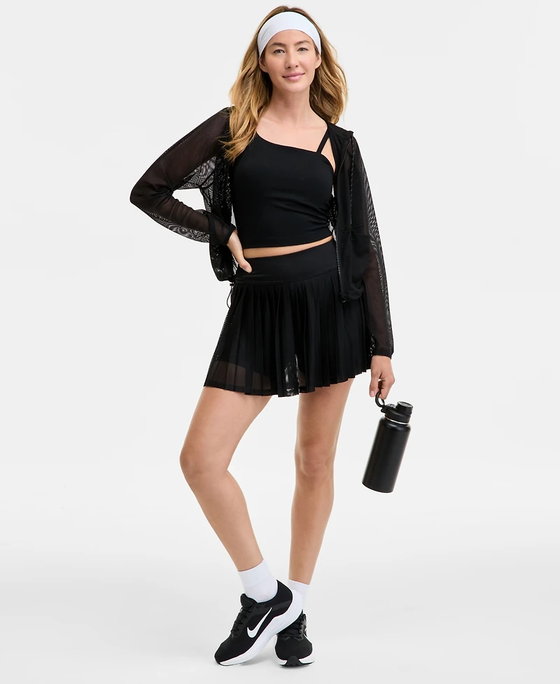 Id Ideology Women's Mesh Relaxed Full-Zip Hoodie, Exclusively at Macy's