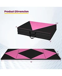 4-Panel Pu Leather Folding Exercise Gym Mat with Hook and Loop Fasteners