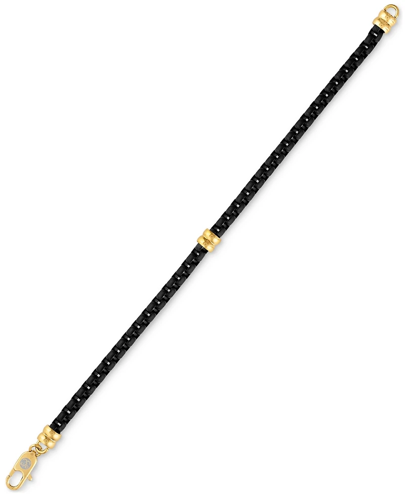 Esquire Men's Jewelry Box Link Chain Bracelet in Black & Gold-Tone Ion Plated Stainless Steel, Exclusively at Macy's
