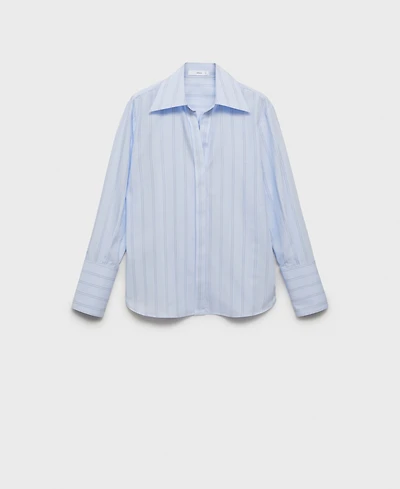 Mango Women's Regular Fit Striped Cotton Shirt