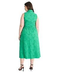Maggy London Plus Eyelet Sleeveless Surplice Midi Dress