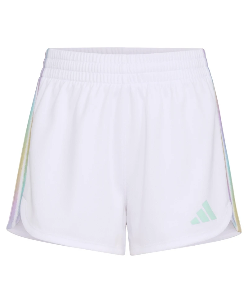adidas Big Girls Elastic Waistband Gradient 3-Stipe Pacer Mesh Shorts