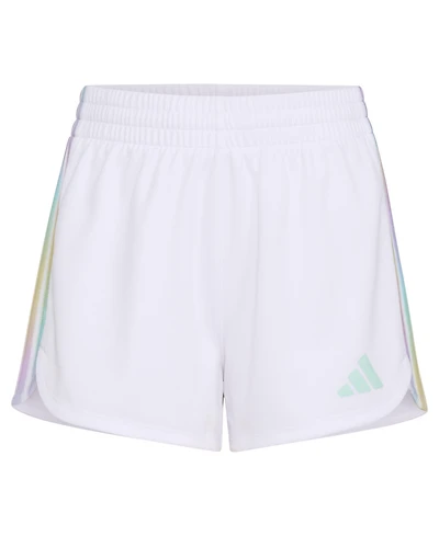 adidas Big Girls Elastic Waistband Gradient 3-Stipe Pacer Mesh Shorts