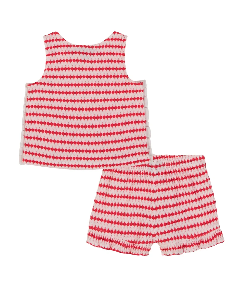 Tommy Hilfiger Toddler and Little Girls 2-Piece Textured Printed Ruffle Top Shorts Set