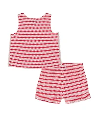 Tommy Hilfiger Toddler and Little Girls 2-Piece Textured Printed Ruffle Top Shorts Set