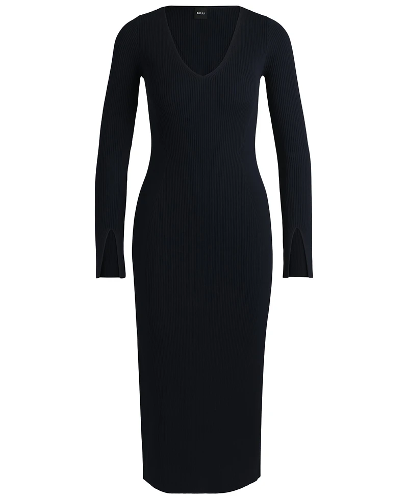 Boss by Hugo Boss Women's Ribbed-Knit V-Neck Dress