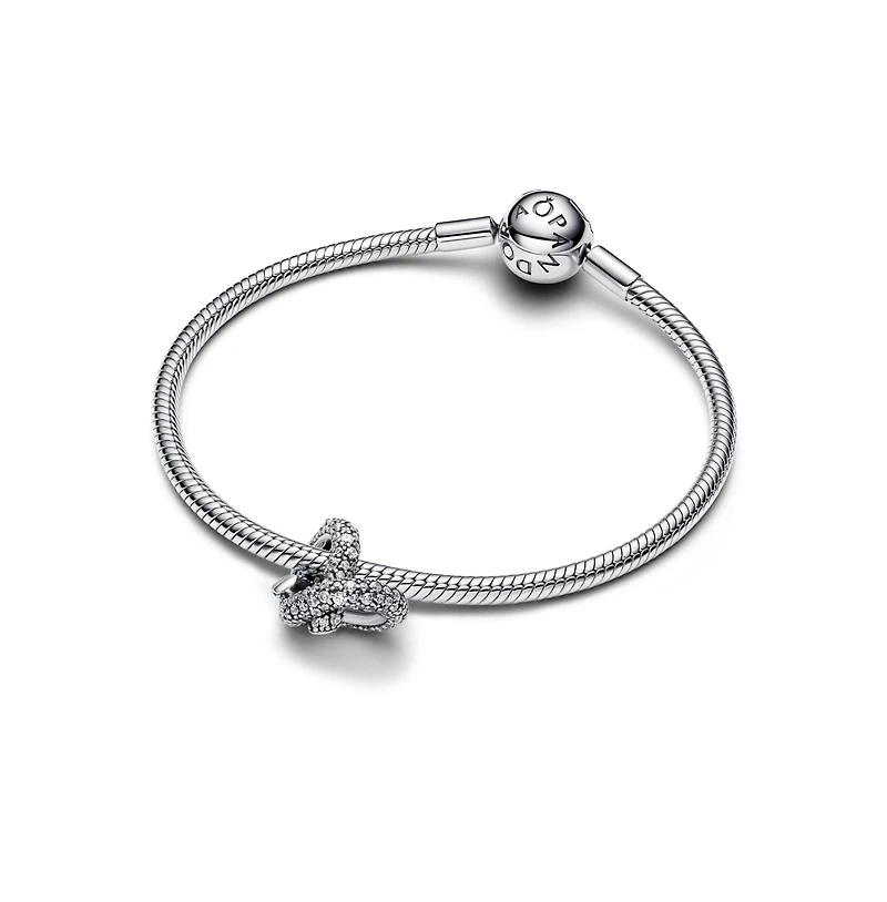 Pandora Pave Infinity Knot Heart Sterling Silver Charms