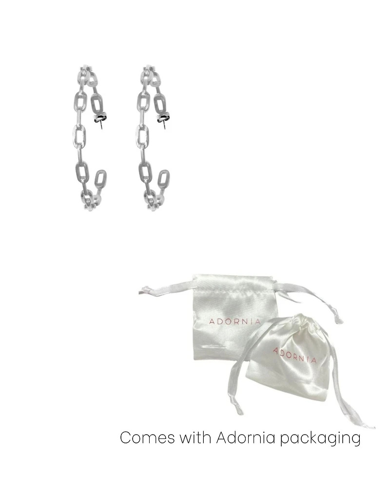 Adornia Silver Link Hoop Earrings