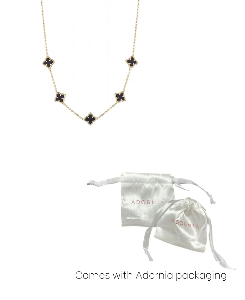 Adornia Gold Black Floral Station Necklace