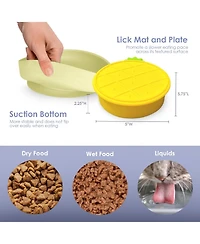 P.t. Supply Co. Yellow Small Pineapple-Shaped Silicone Pet Bowl with Non-Slip Suction Base