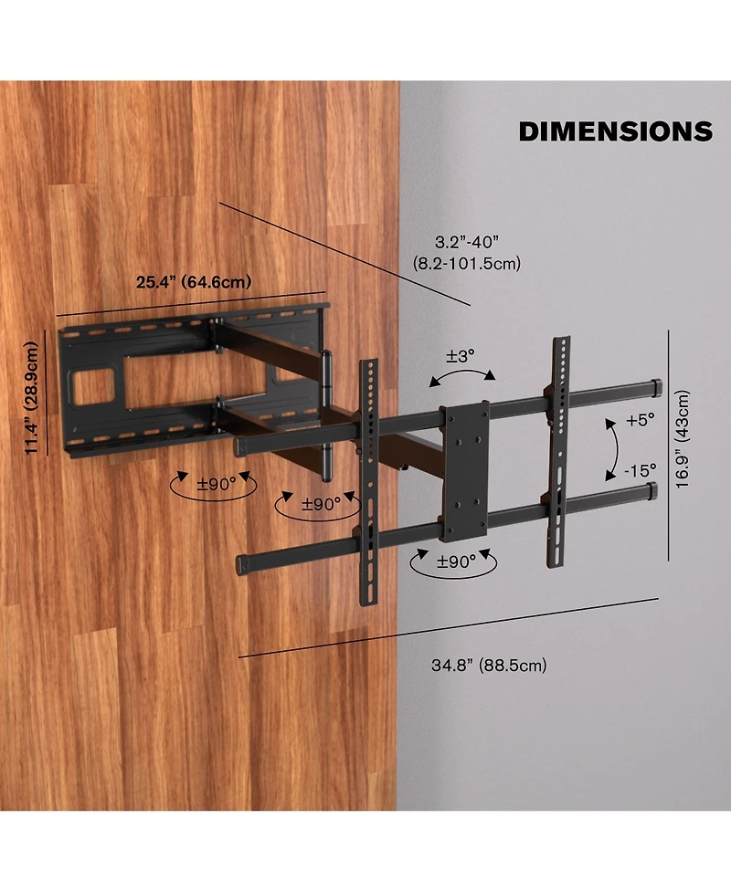 ProMounts Premium Full Motion Tv Wall Mount with 40 Inch Extension Long Arm for TVs for 32-80 Inch
