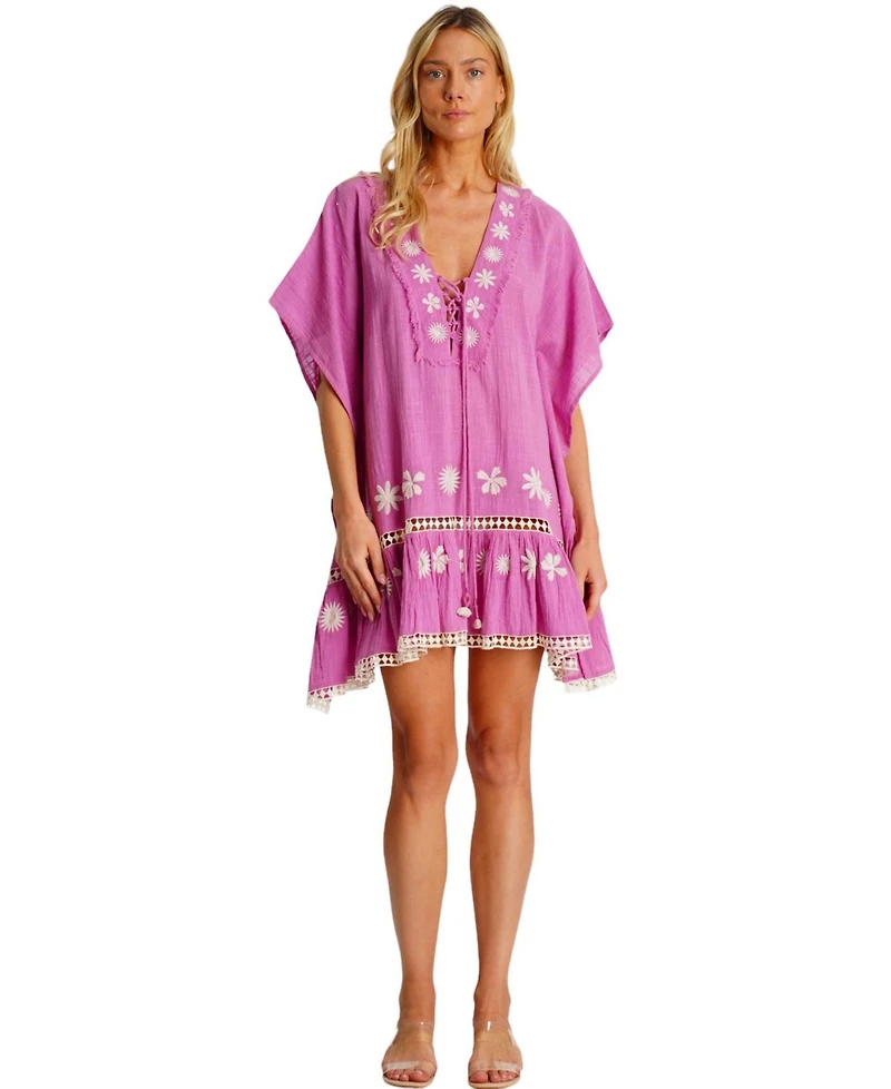 La Moda Clothing Women's Fiji Embroidered Kaftan