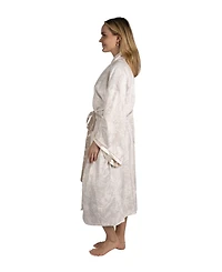 Tahari Women's Velour Kimono Robe with Flowy Bell Sleeves Satin Trim and Tie Front