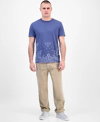 Guess Men's Short Sleeve Paisley Burnout Crewneck T-Shirt