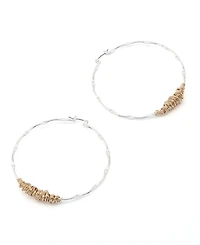 Robert Lee Morris Soho Two Tone Large Wire Wrapped Sculpted Hoop Earrings