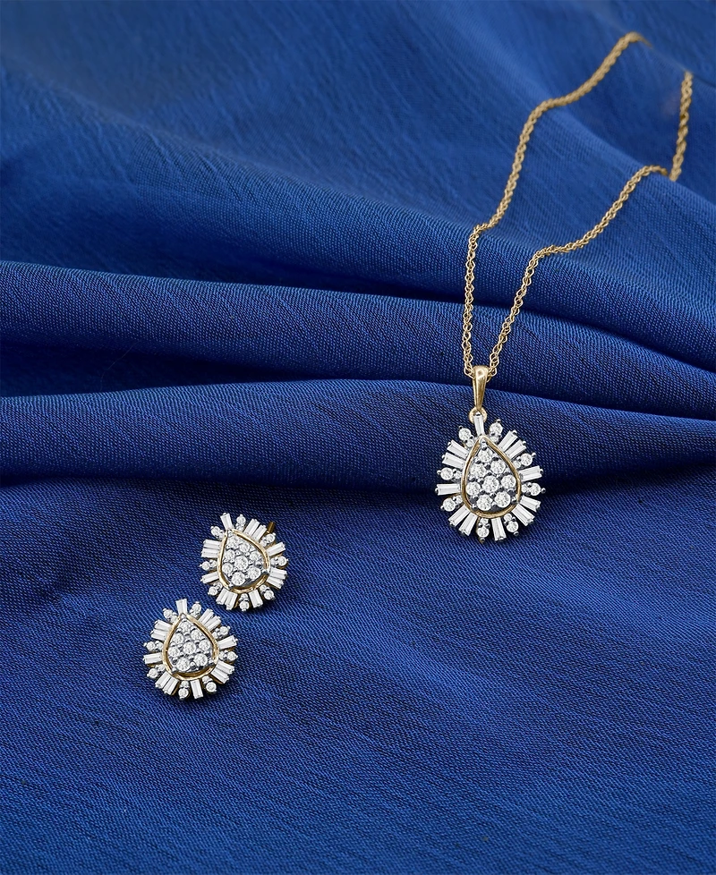 Wrapped in Love Diamond Teardrop Cluster Stud Earrings (1/2 ct. tw) in 14k Gold, Exclusively at Macy's
