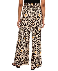 1.state Women's Floral Print Drawstring-Waist Wide-Leg Pants