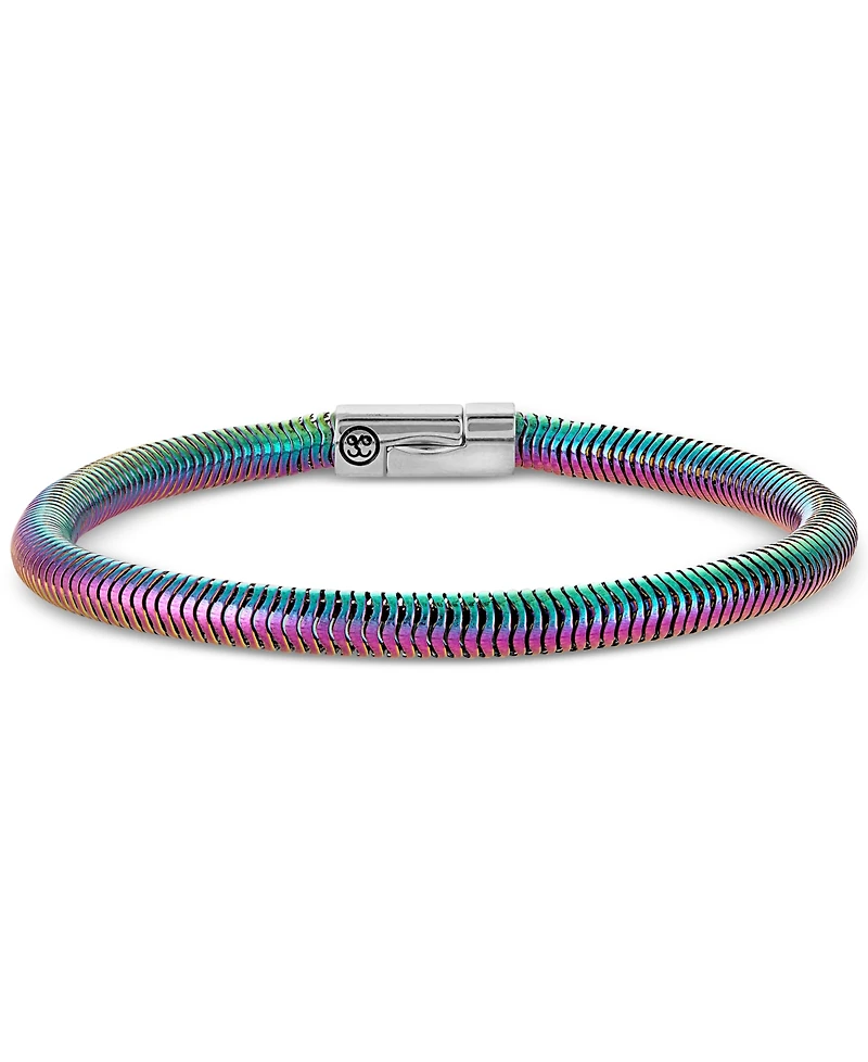 Esquire Men's Jewelry Rainbow Snake Link Chain Bracelet in Anodized Stainless Steel, Exclusively at Macy's