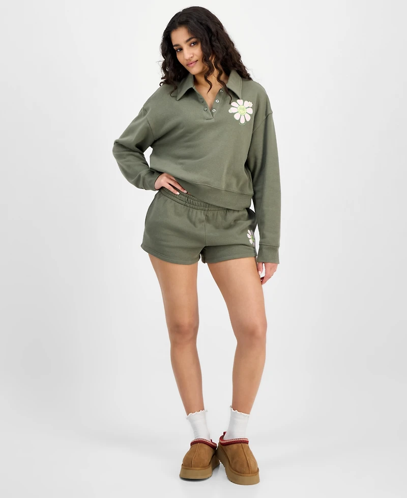 Grayson Threads, The Label Juniors' Collared Daisy Sweatshirt