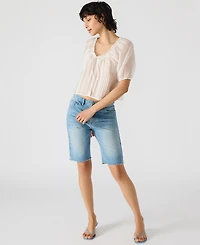 Steve Madden Women's Lana Sheer Puff-Sleeve Top