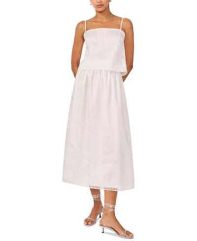 1.State Womens Embroidered Square Neck Sleeveless Blouse Embroidered Midi Skirt