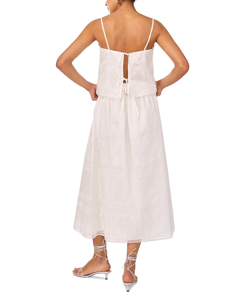 1.state Women's Embroidered Square Neck Sleeveless Blouse