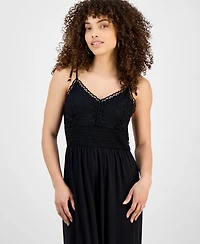 Jamie & Layla Petite Crochet V-Neck Sleeveless Wide-Leg Jumpsuit