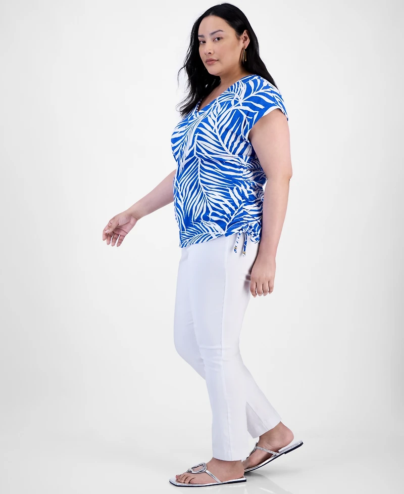 I.n.c. International Concepts Plus Printed Adjustable-Side-Tie Top, Exclusively at Macy's