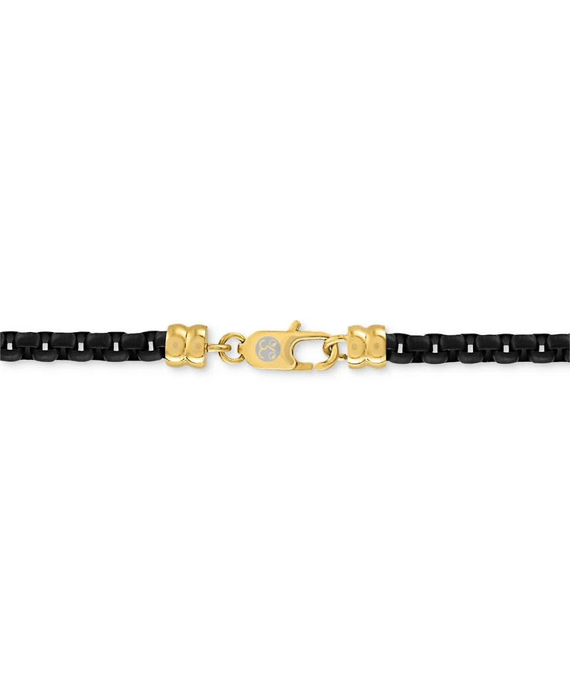 Esquire Men's Jewelry Box Link 22" Chain Necklace in Black & Gold-Tone Ion Plated Stainless Steel, Exclusively at Macy's