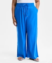 I.n.c. International Concepts Plus Size Solid Drawstring Wide-Leg Pants, Exclusively at Macy's