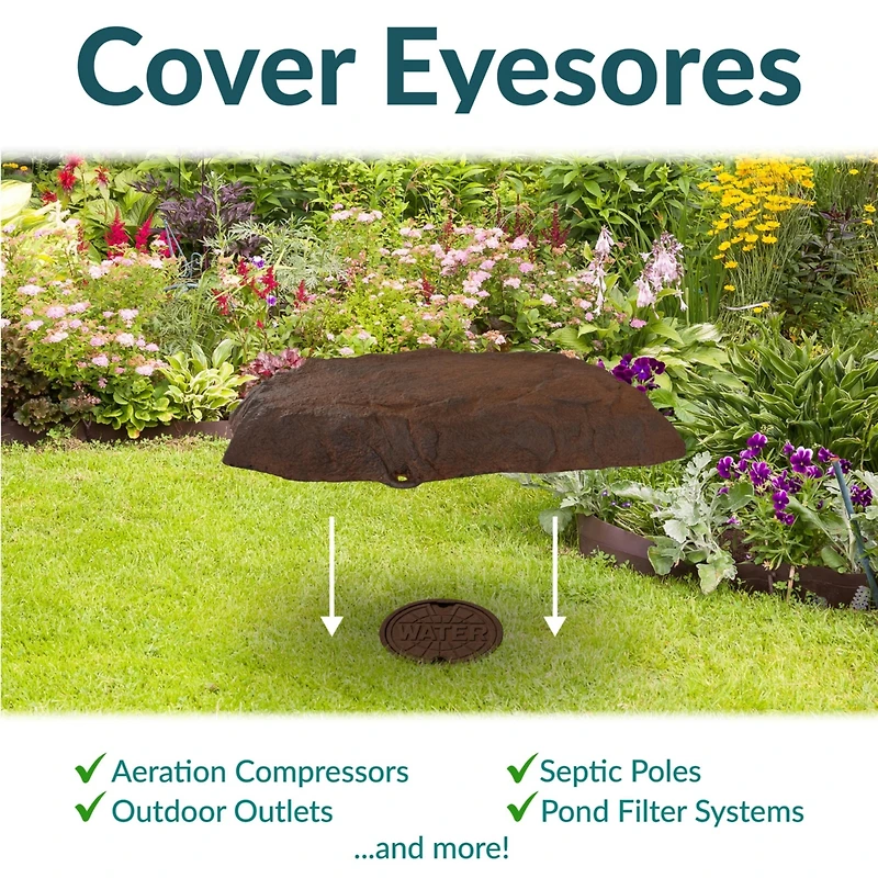 Outdoor Polyresin Landscape Rock Septic Cover with Stakes