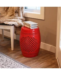 Marrakesh Lattice Ceramic Decorative Garden Stool - 17.75"