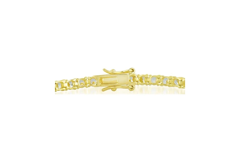 Sterling Silver with 3mm Colored Cubic Zirconia Tennis Bracelet White Gold Plated, Black 14K or 18K Rose Plated