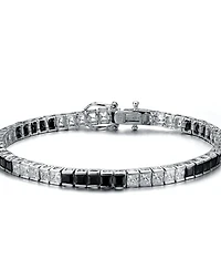 Sterling Silver with Colored Cubic Zirconia Tennis Bracelet White Gold Plated or 14K