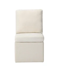 Modern Upholstered Chenille Armless Dining Chairs With Casters