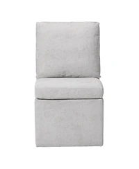 Modern Upholstered Chenille Armless Dining Chairs With Casters