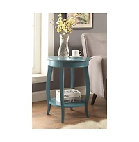 Round Solid Wood End Table with Shelf – Classic Design and Extra Storage