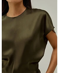 Women's Short Batwing Sleeve Silk Contour Top